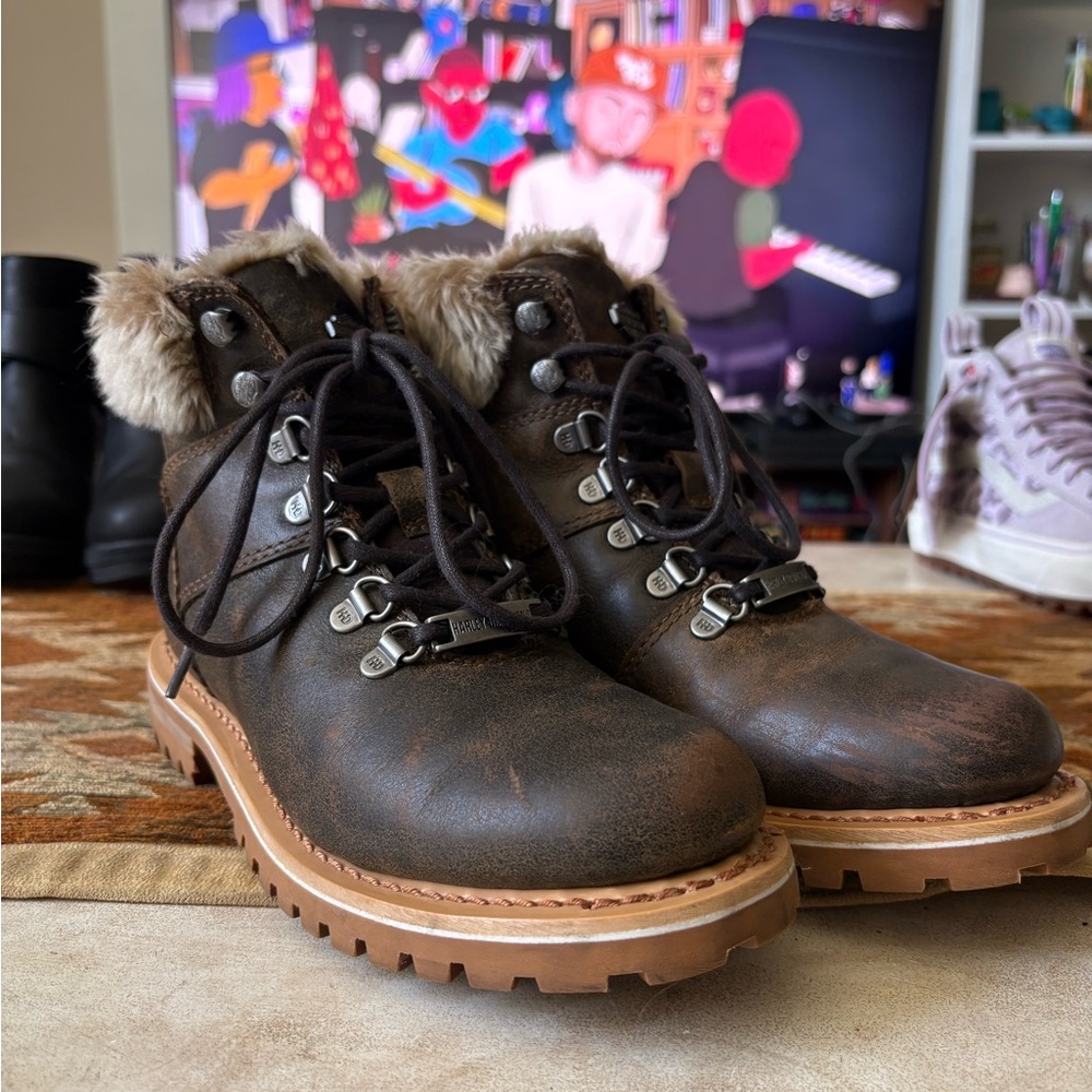 Harley-Davidson Brown Fur-Lined Boots